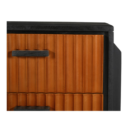 Hayden Mango Wood and Top Grain Goat Leather Black Nightstand