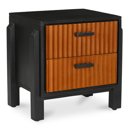 Hayden Mango Wood and Top Grain Goat Leather Black Nightstand