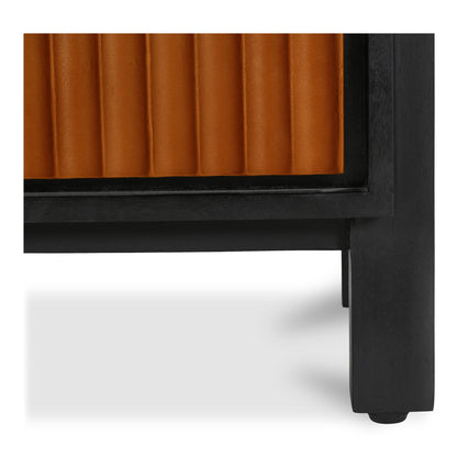 Hayden Mango Wood and Top Grain Goat Leather Black Nightstand