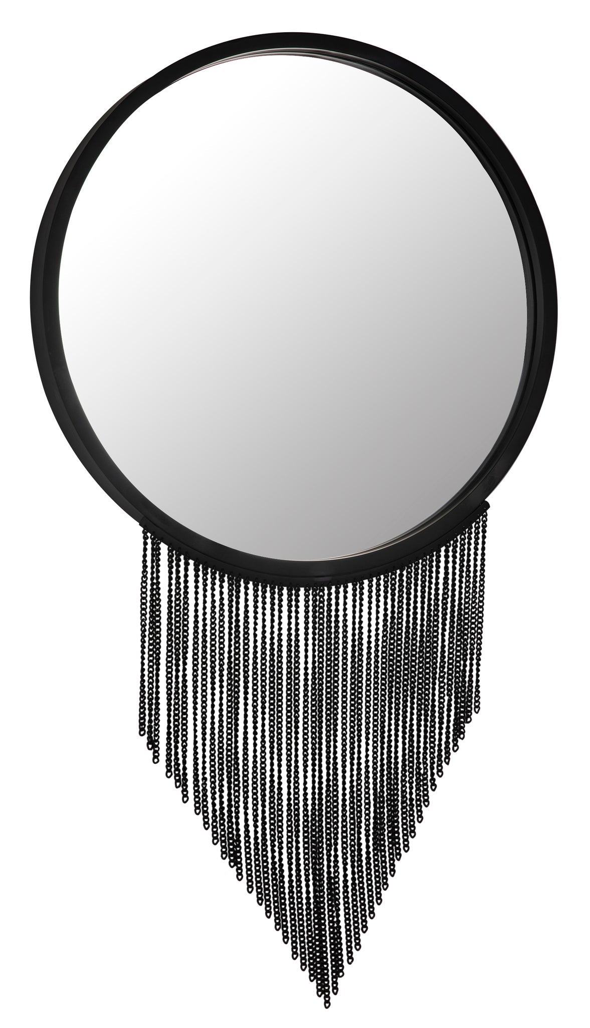 Galahad Mirror Black Round Wall Mirror Decorative Chains-Wall Mirrors-Noir-Sideboards and Things