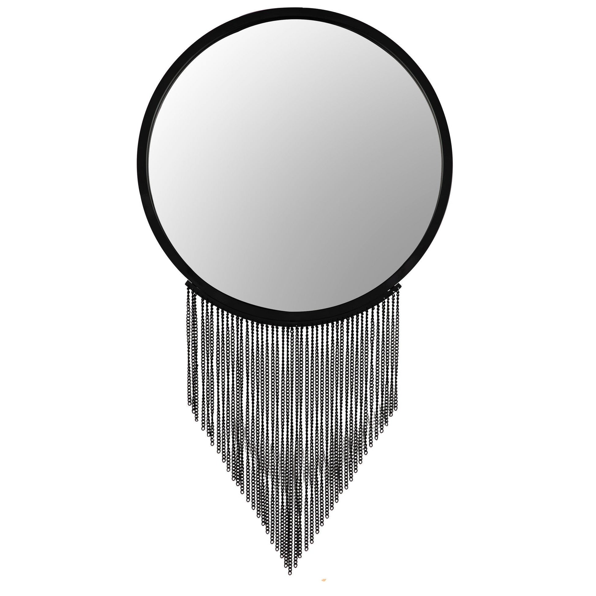 Galahad Mirror Black Round Wall Mirror Decorative Chains-Wall Mirrors-Noir-Sideboards and Things