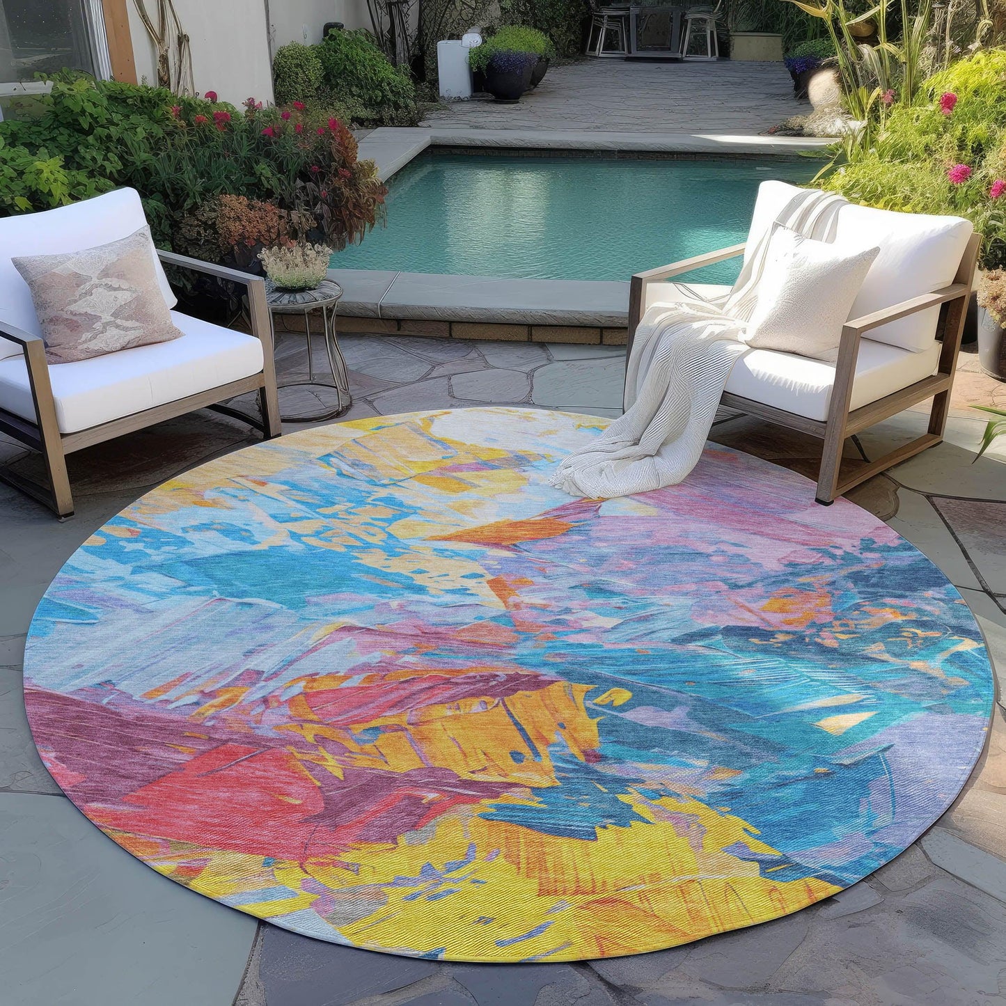 Addison Rugs Galain Blue Washable Indoor-Outdoor Rug