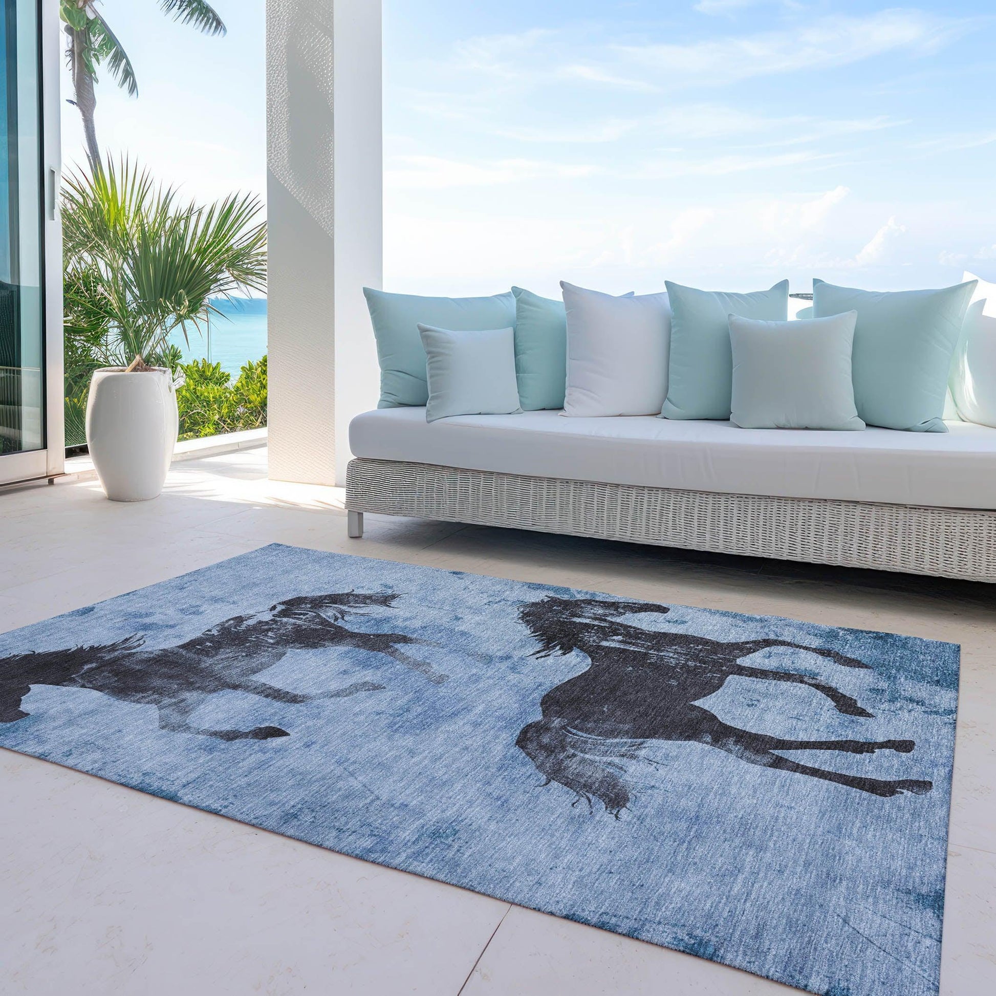 Addison Rugs Galas Blue Washable Indoor-Outdoor Rug