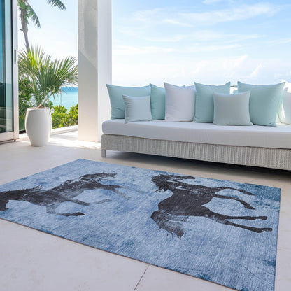Addison Rugs Galas Blue Washable Indoor-Outdoor Rug