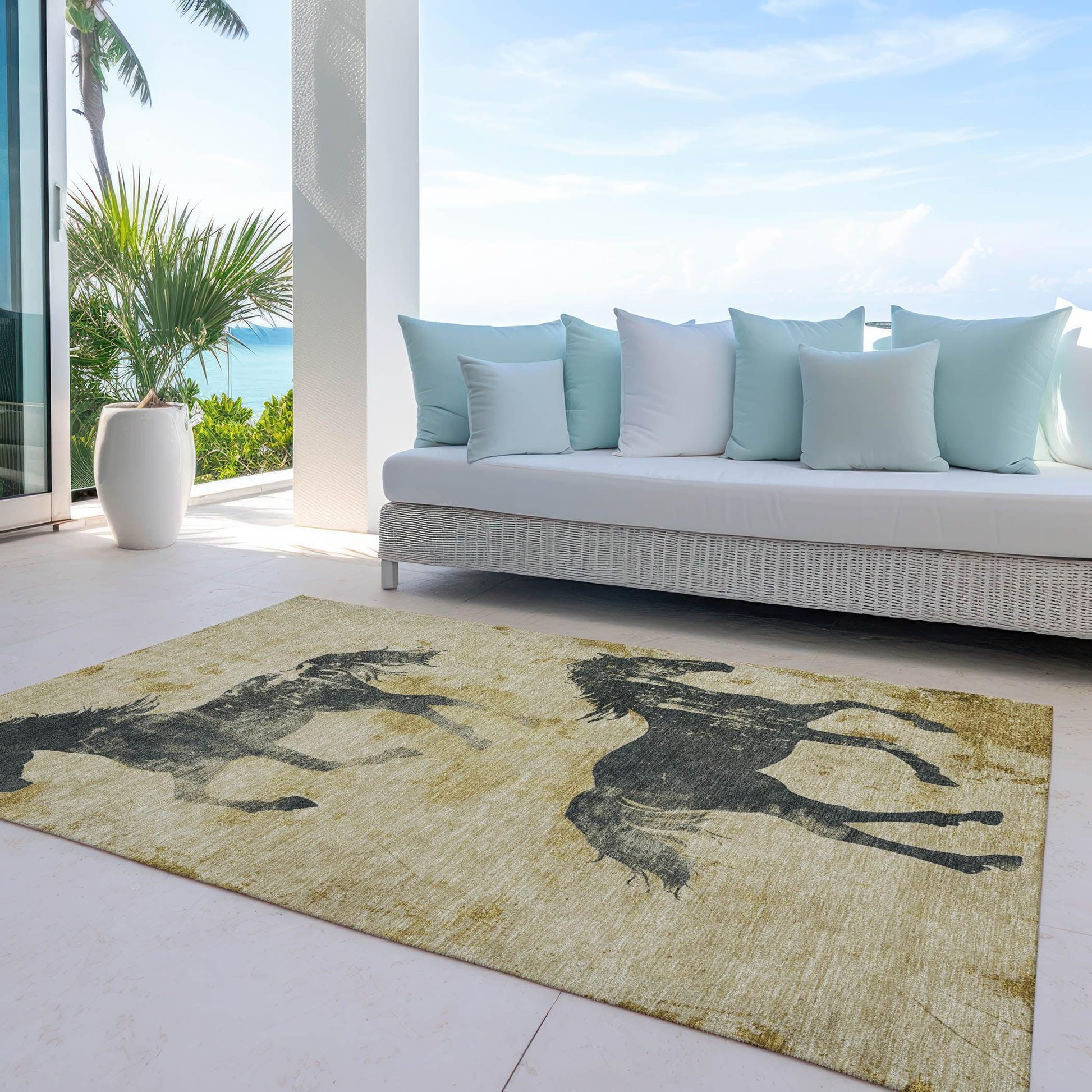 Addison Rugs Galas Gold Washable Indoor-Outdoor Rug