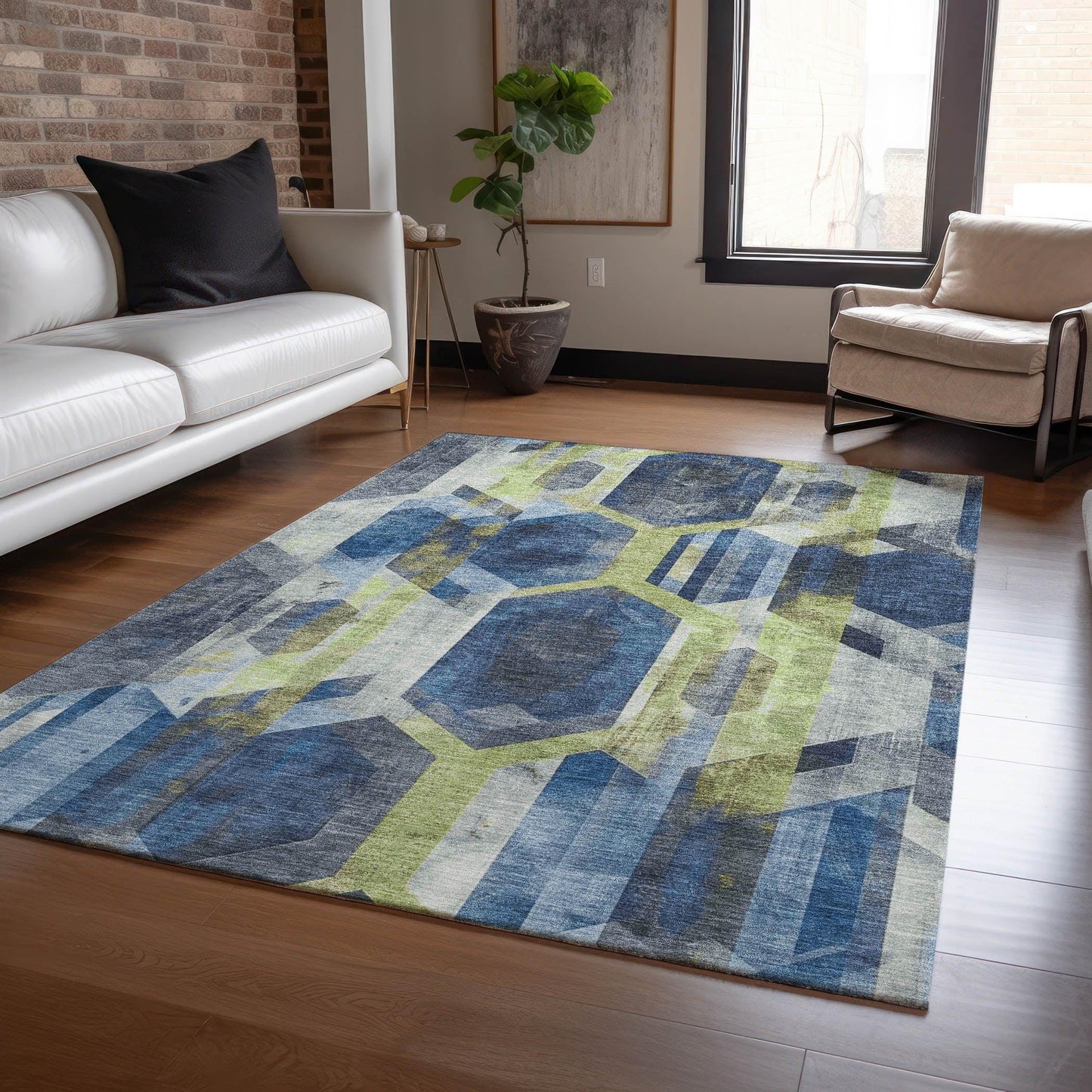 Addison Rugs Galor Blue Washable Indoor-Outdoor Rug