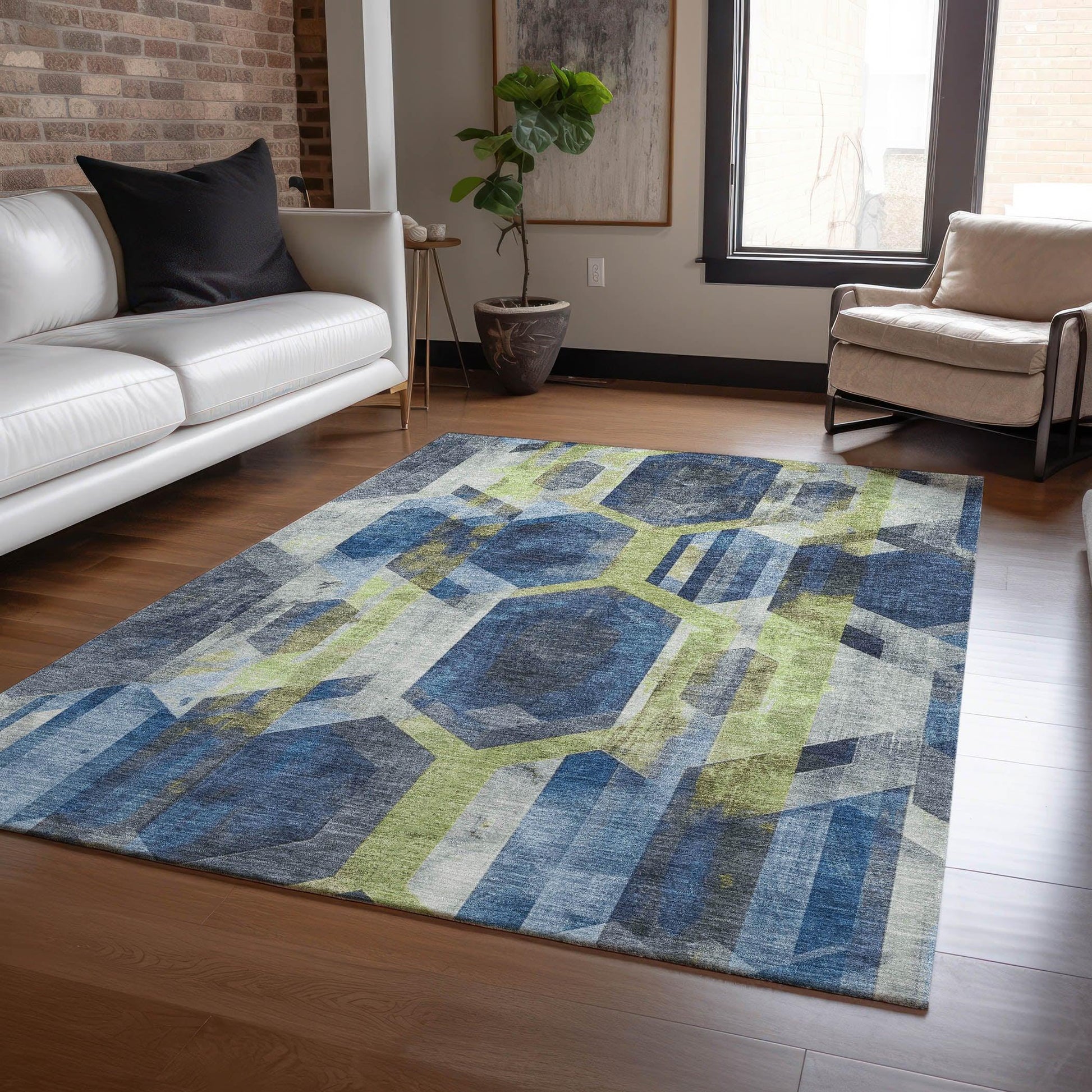 Addison Rugs Galor Blue Washable Indoor-Outdoor Rug