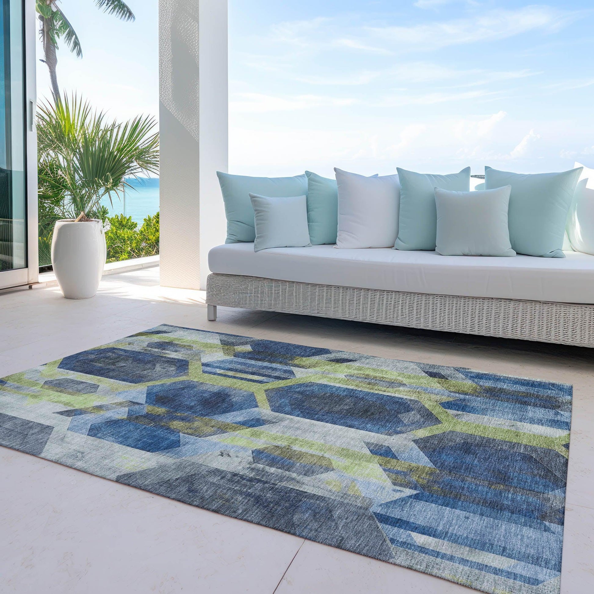 Addison Rugs Galor Blue Washable Indoor-Outdoor Rug