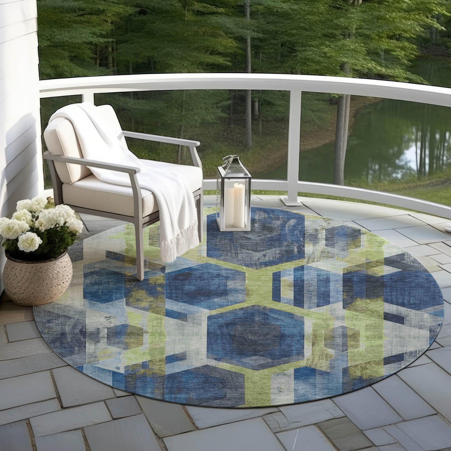 Addison Rugs Galor Blue Washable Indoor-Outdoor Rug