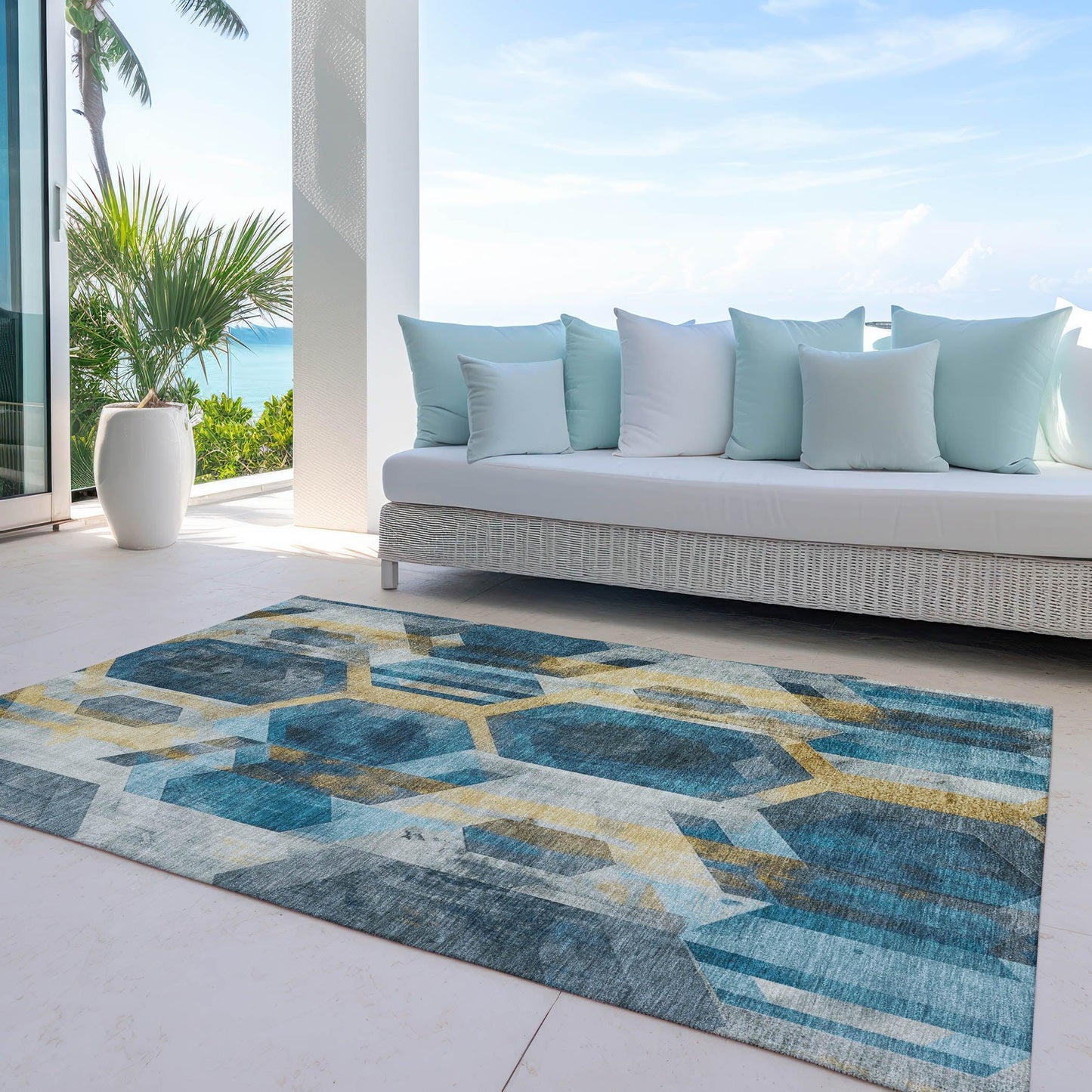 Addison Rugs Galor Teal Washable Indoor-Outdoor Rug