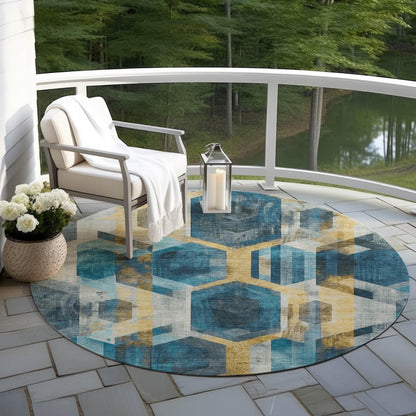 Addison Rugs Galor Teal Washable Indoor-Outdoor Rug