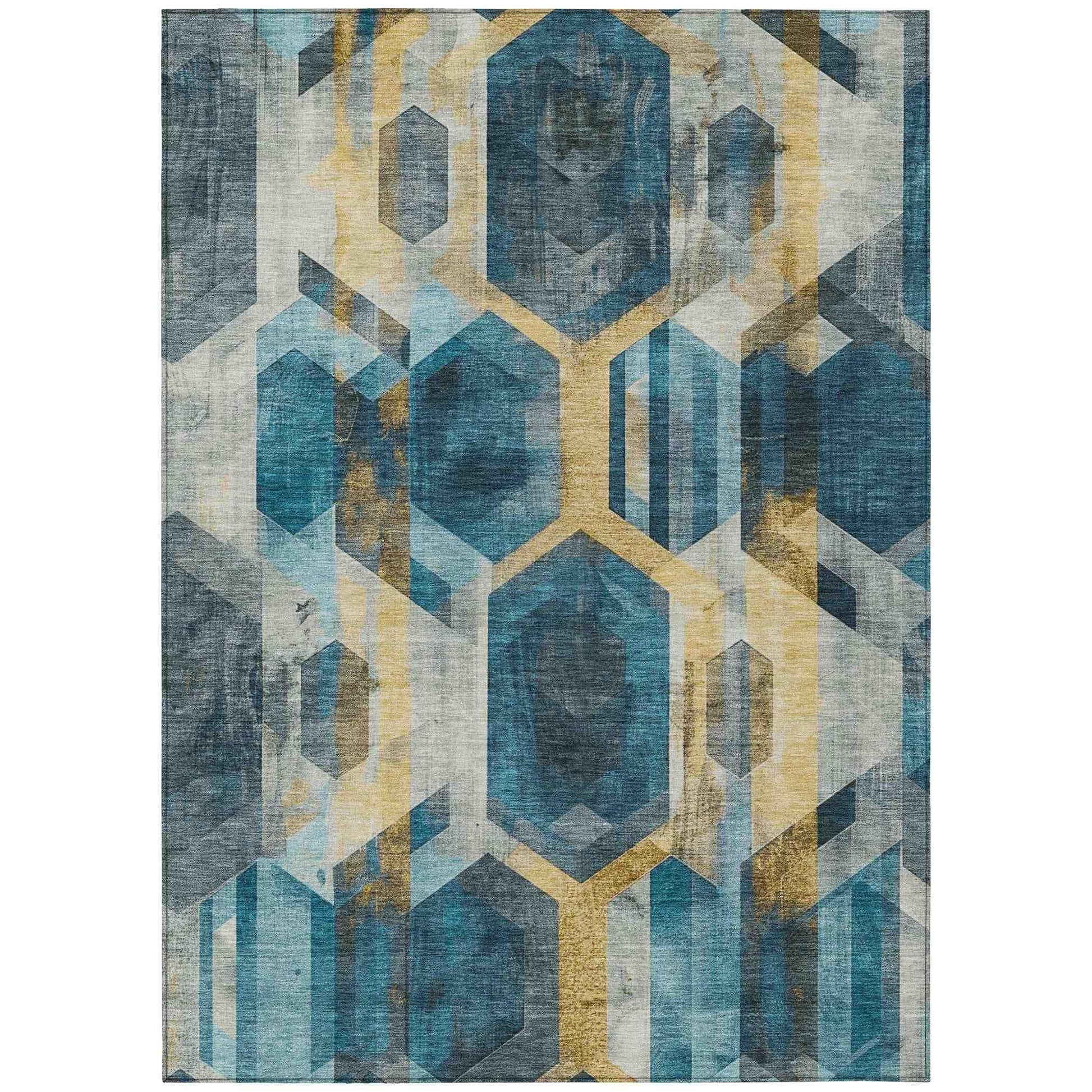 Addison Rugs Galor Teal Washable Indoor-Outdoor Rug