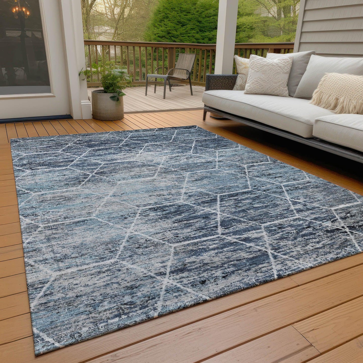 Addison Rugs Galyn Blue Washable Indoor-Outdoor Rug