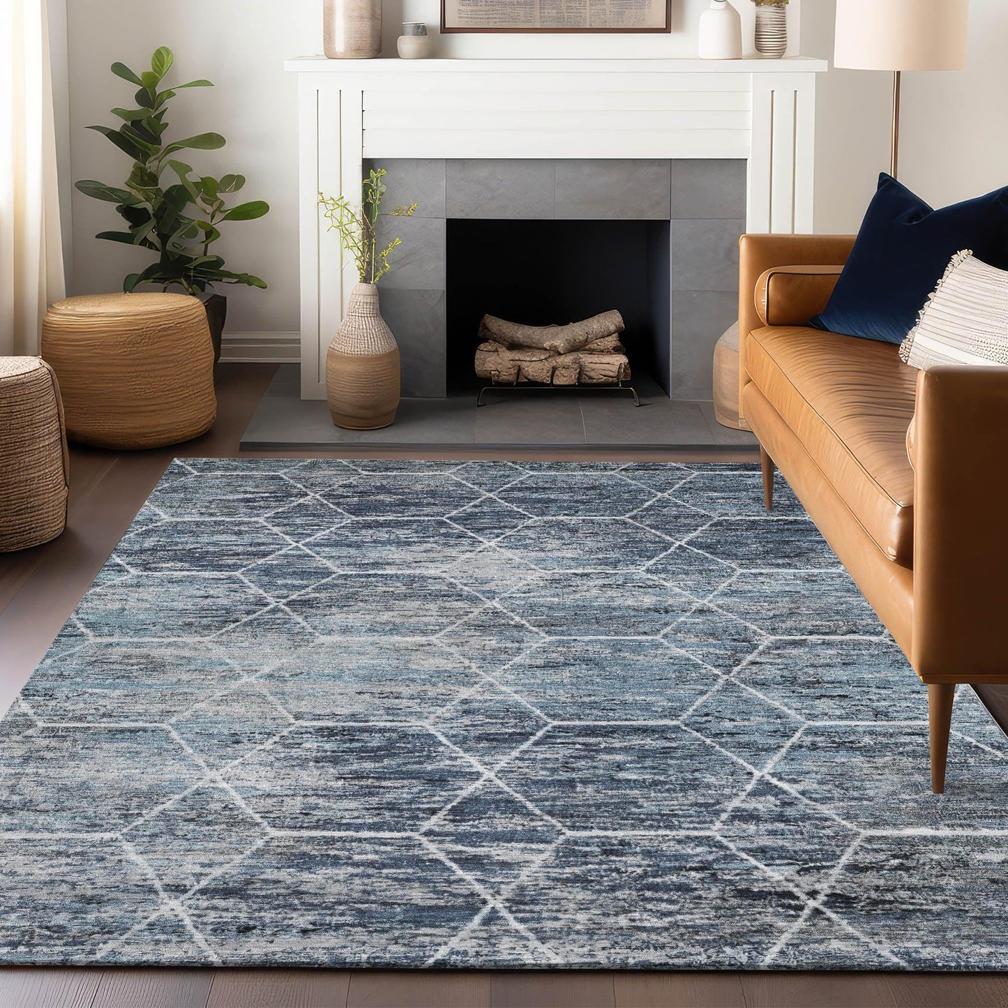 Addison Rugs Galyn Blue Washable Indoor-Outdoor Rug