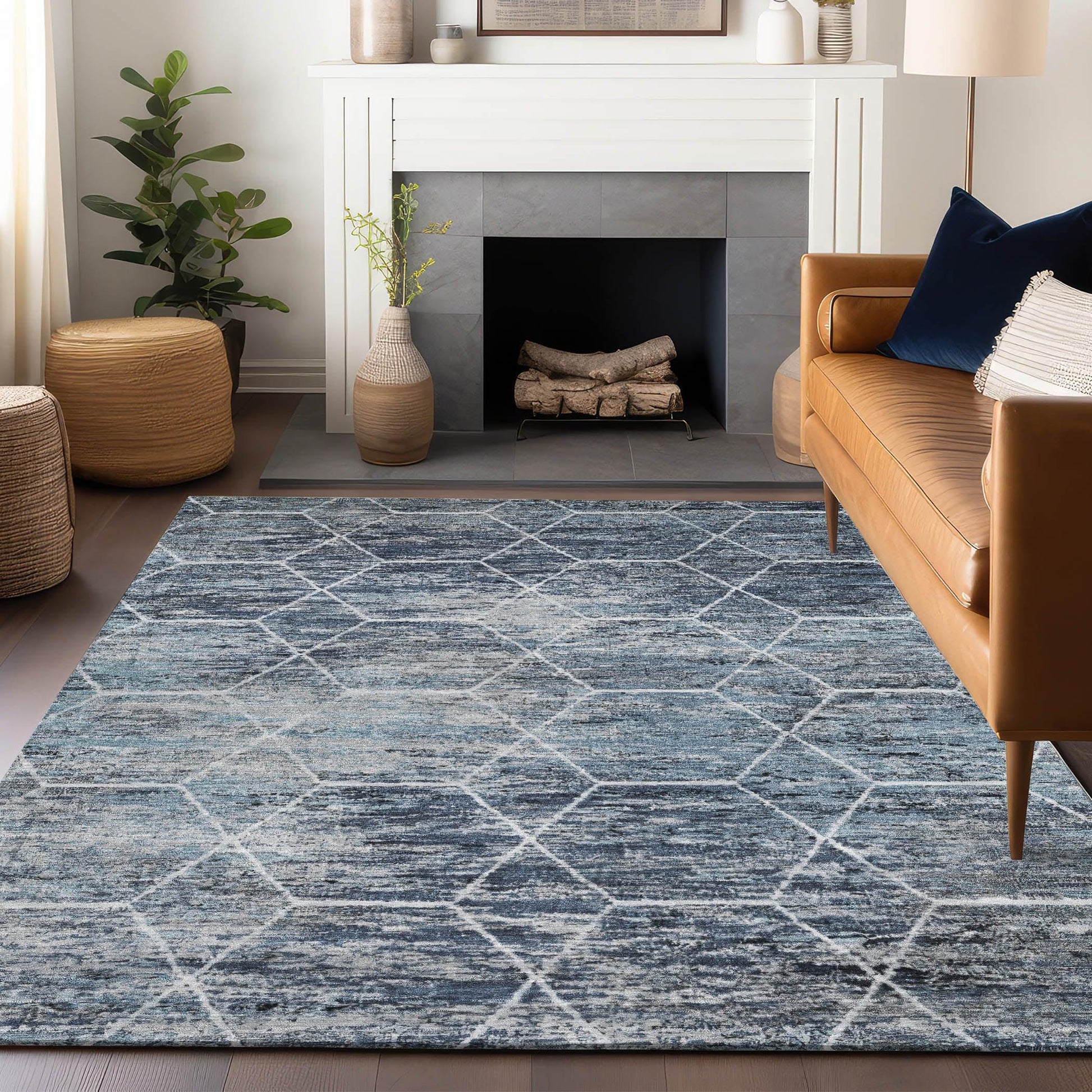 Addison Rugs Galyn Blue Washable Indoor-Outdoor Rug