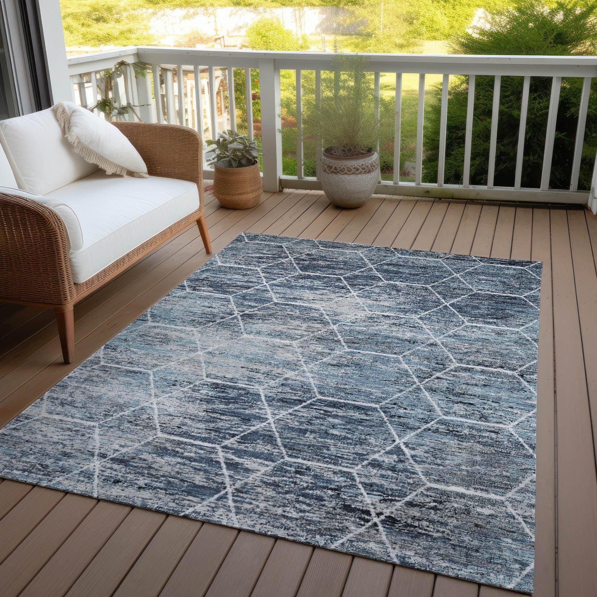 Addison Rugs Galyn Blue Washable Indoor-Outdoor Rug
