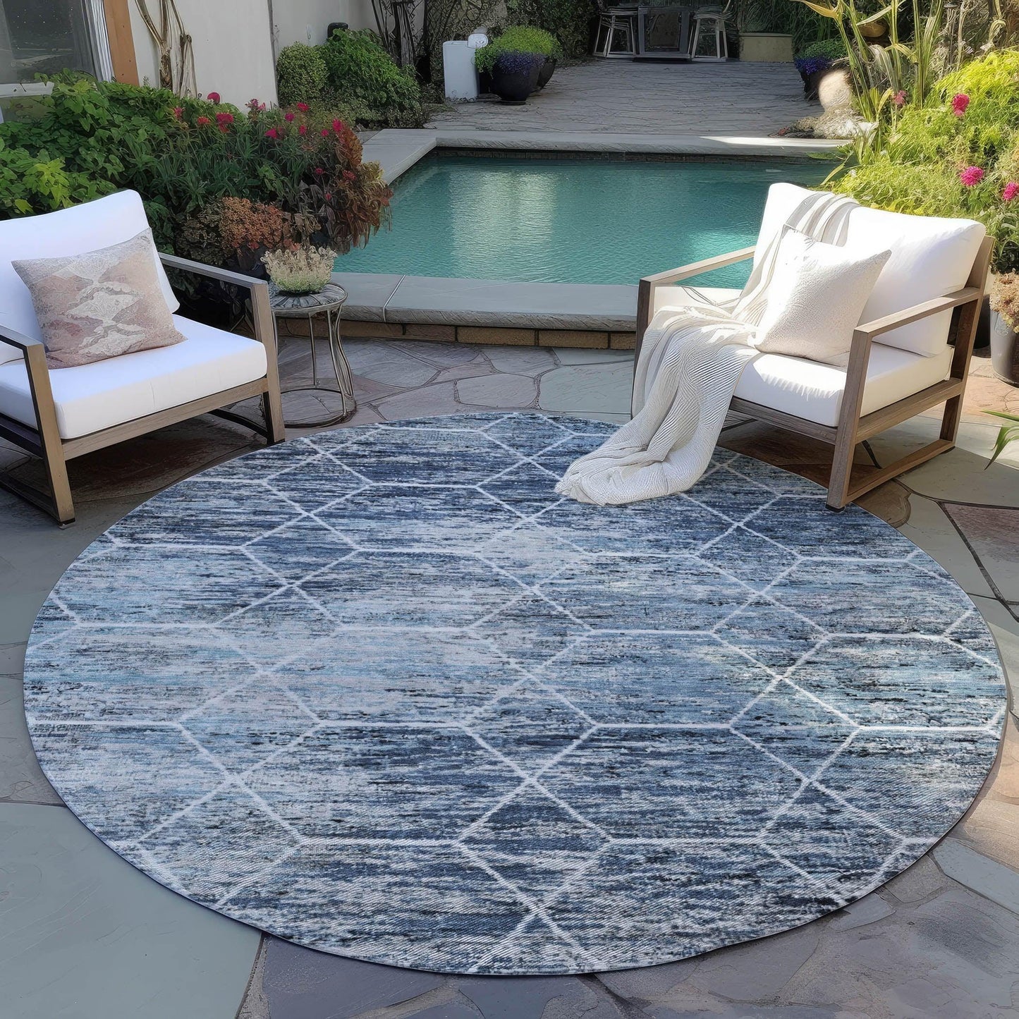 Addison Rugs Galyn Blue Washable Indoor-Outdoor Rug
