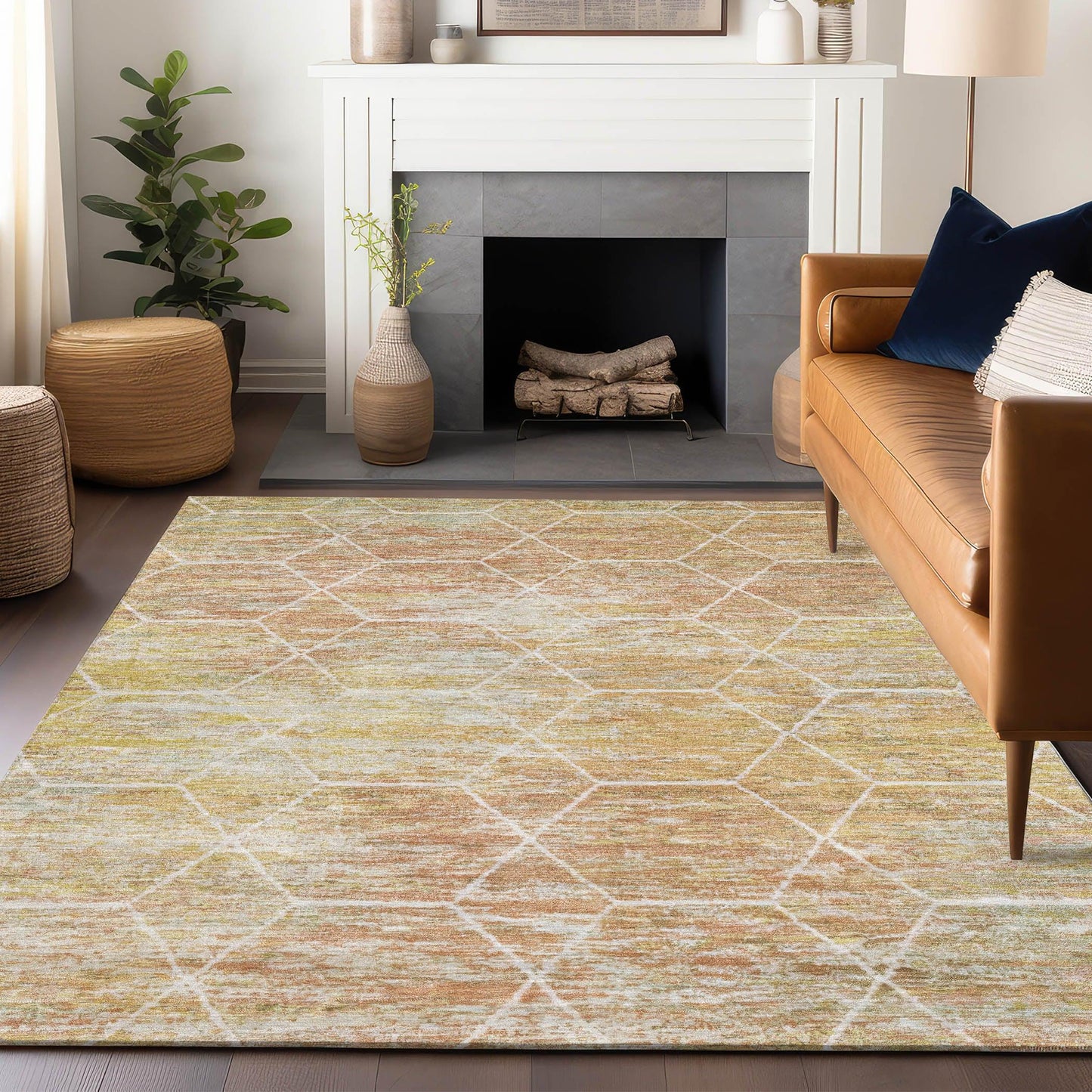 Addison Rugs Galyn Orange Washable Indoor-Outdoor Rug