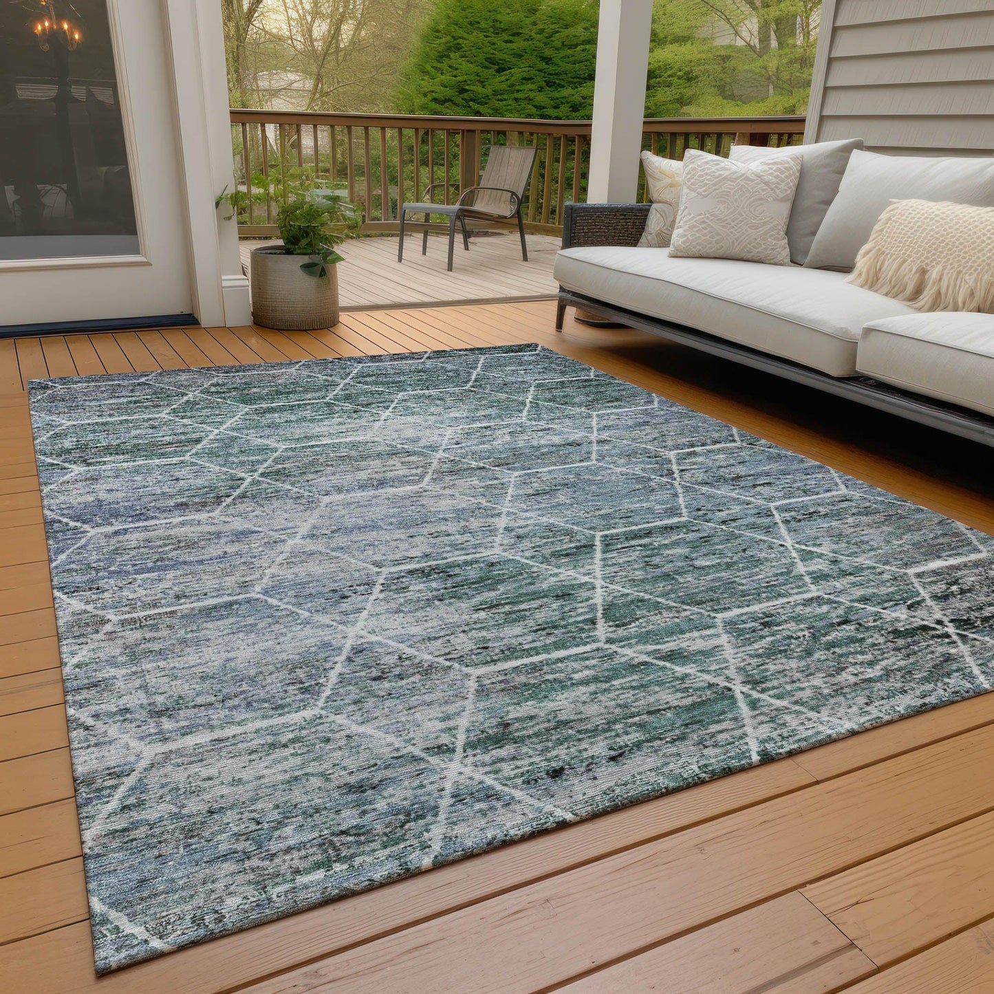 Addison Rugs Galyn Teal Washable Indoor-Outdoor Rug