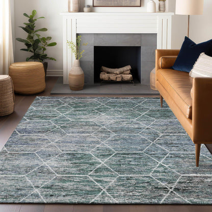 Addison Rugs Galyn Teal Washable Indoor-Outdoor Rug