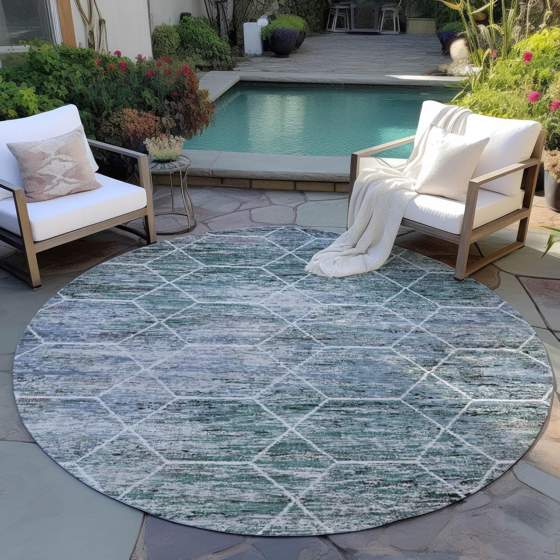 Addison Rugs Galyn Teal Washable Indoor-Outdoor Rug