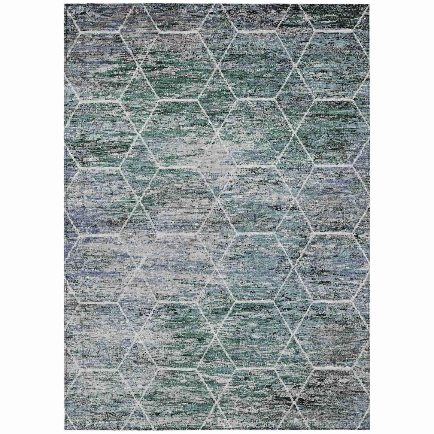 Addison Rugs Galyn Teal Washable Indoor-Outdoor Rug