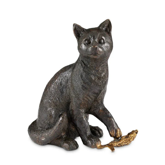 Gatto Bronze Gold Polished Sculpture