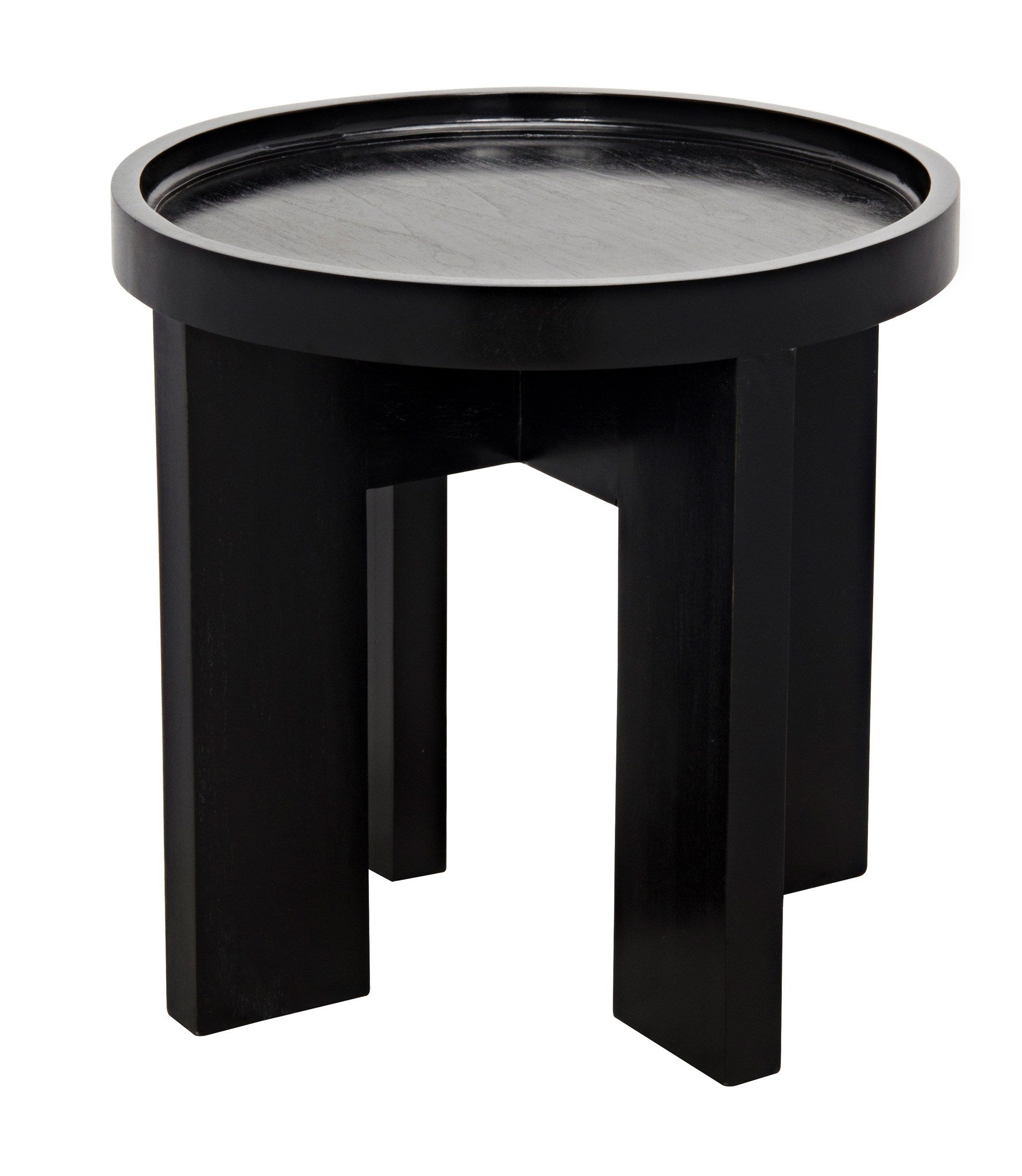 Gavin Wood Black Round Side Table-Side Tables-Noir-Sideboards and Things