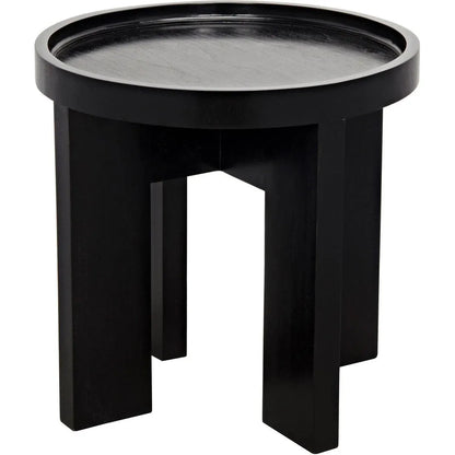 Gavin Wood Black Round Side Table
