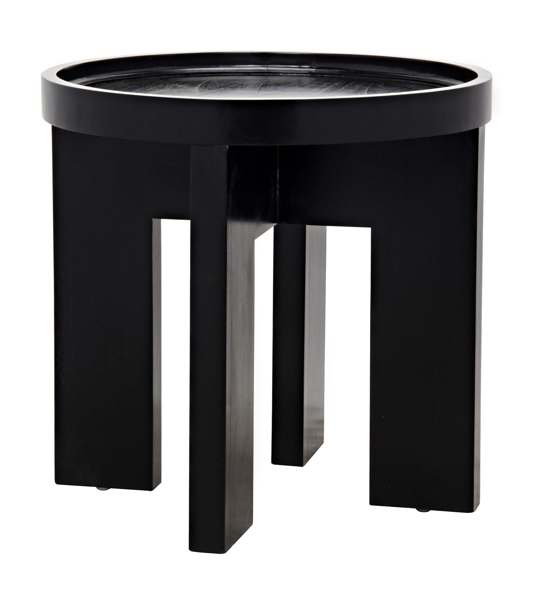 Gavin Wood Black Round Side Table-Side Tables-Noir-Sideboards and Things