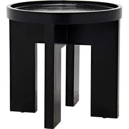 Gavin Wood Black Round Side Table