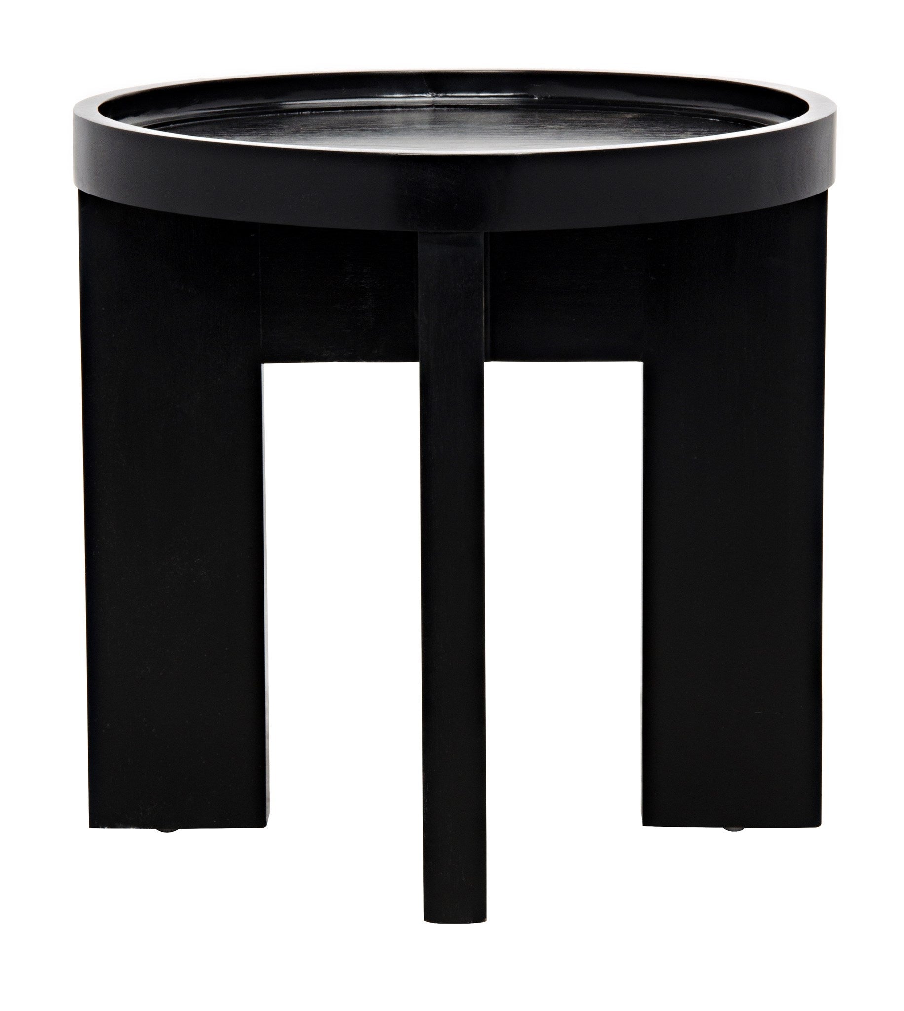 Gavin Wood Black Round Side Table-Side Tables-Noir-Sideboards and Things