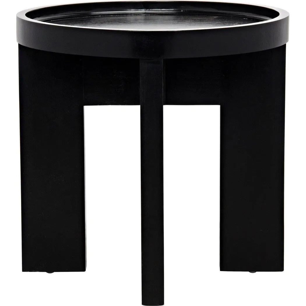 Gavin Wood Black Round Side Table