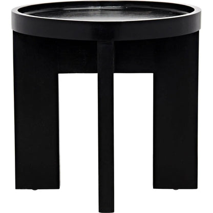 Gavin Wood Black Round Side Table
