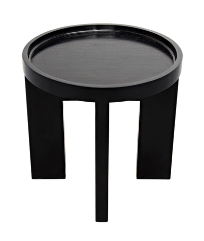 Gavin Wood Black Round Side Table-Side Tables-Noir-Sideboards and Things