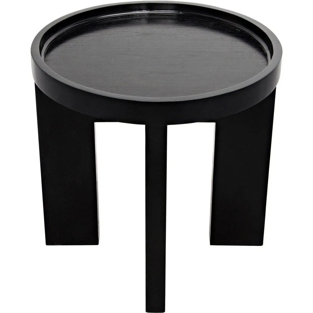 Gavin Wood Black Round Side Table