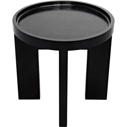 Gavin Wood Black Round Side Table