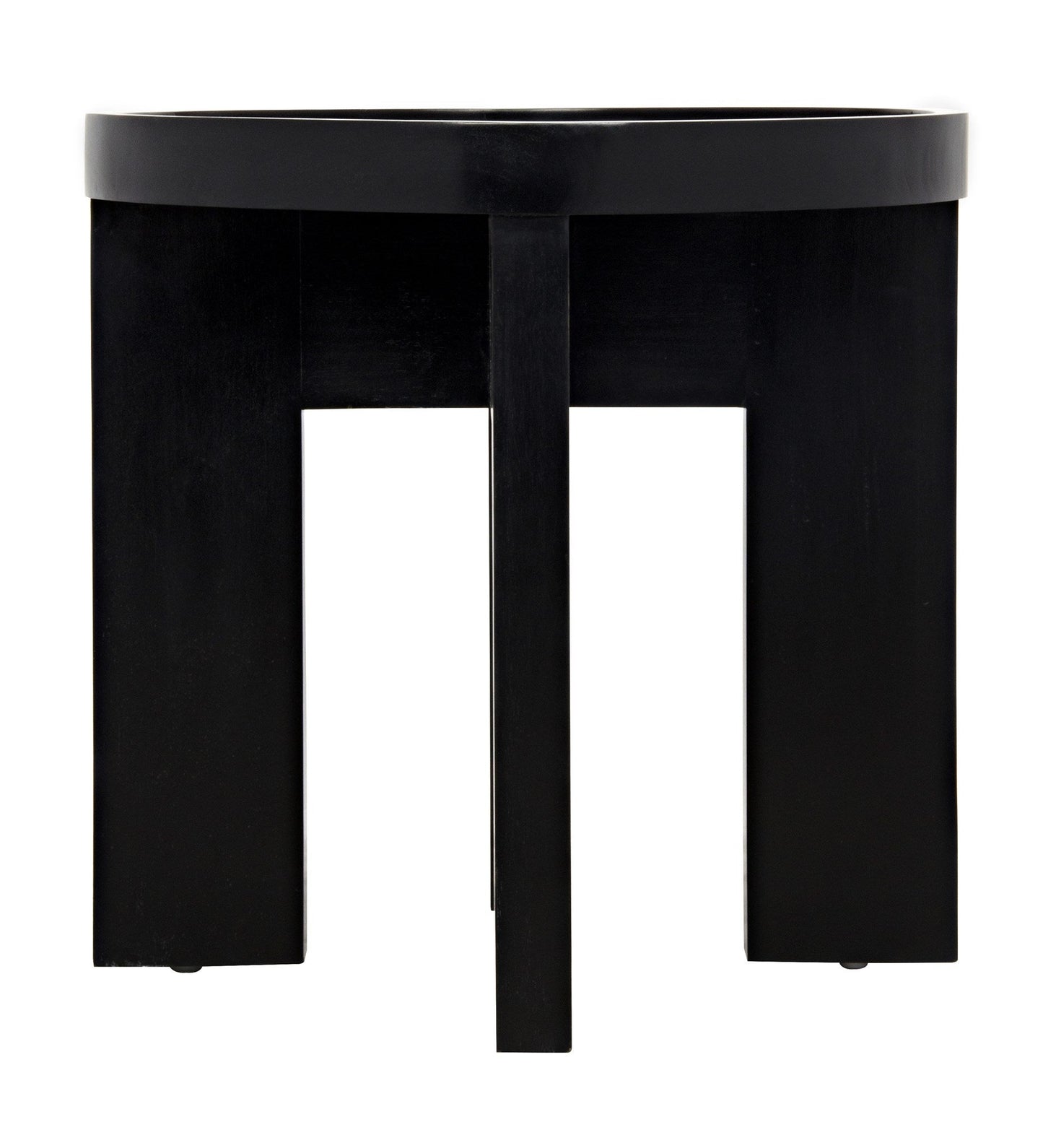 Gavin Wood Black Round Side Table-Side Tables-Noir-Sideboards and Things