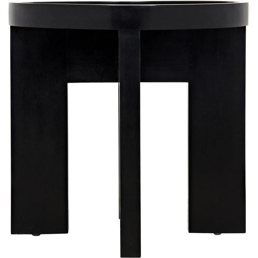 Gavin Wood Black Round Side Table