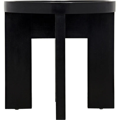 Gavin Wood Black Round Side Table