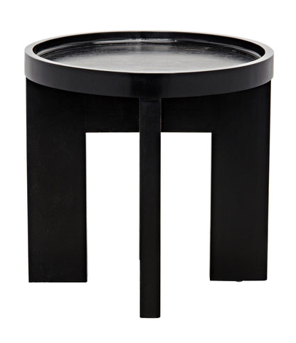 Gavin Wood Black Round Side Table-Side Tables-Noir-Sideboards and Things