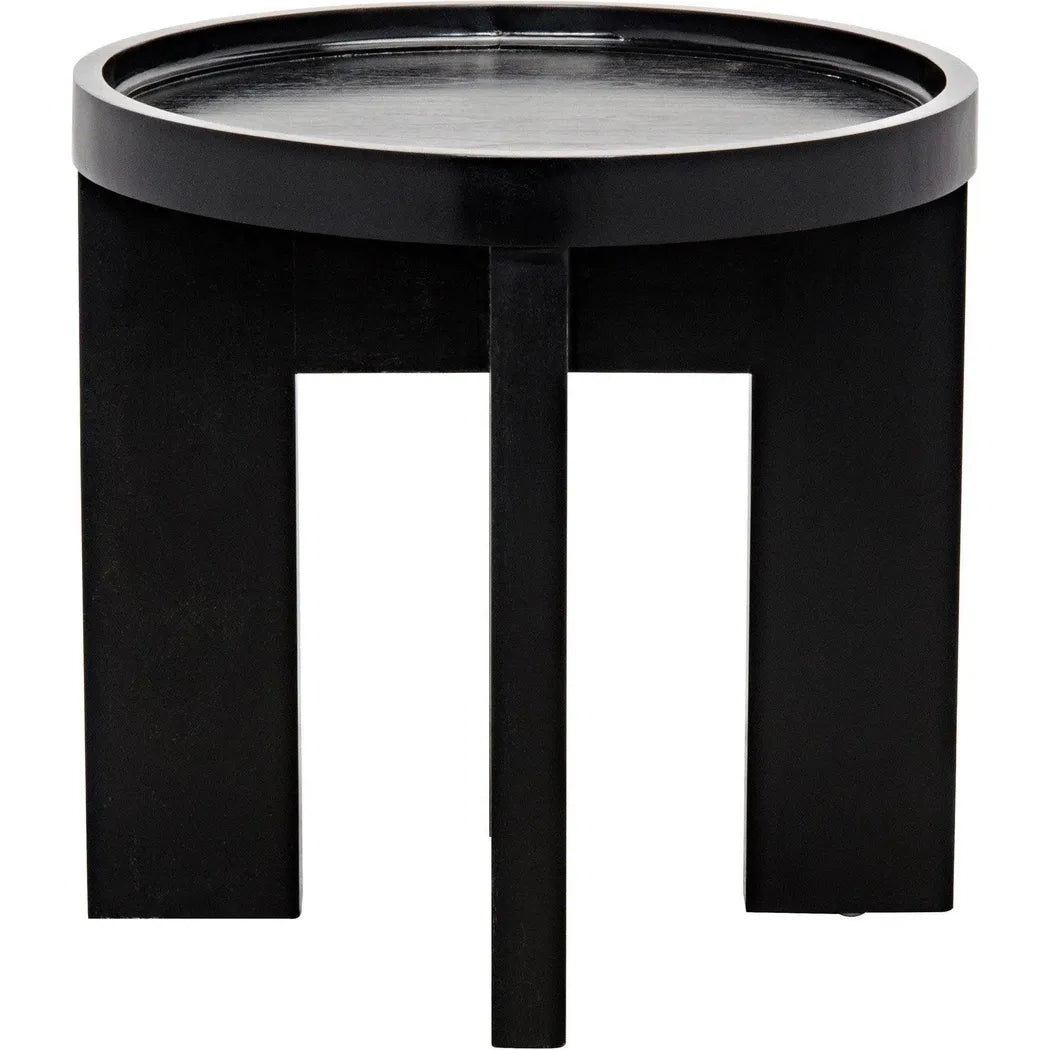 Gavin Wood Black Round Side Table