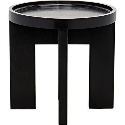 Gavin Wood Black Round Side Table