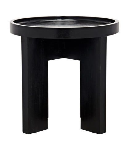 Gavin Wood Black Round Side Table-Side Tables-Noir-Sideboards and Things