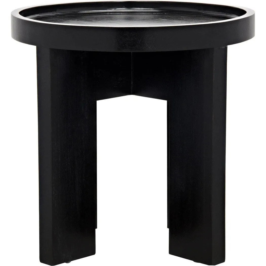 Gavin Wood Black Round Side Table