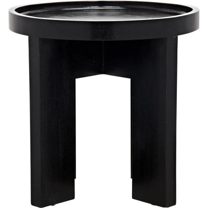 Gavin Wood Black Round Side Table