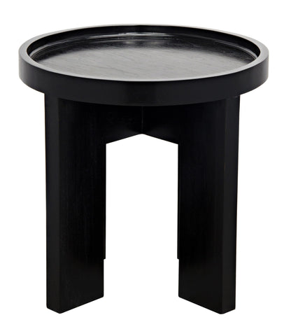 Gavin Wood Black Round Side Table-Side Tables-Noir-Sideboards and Things