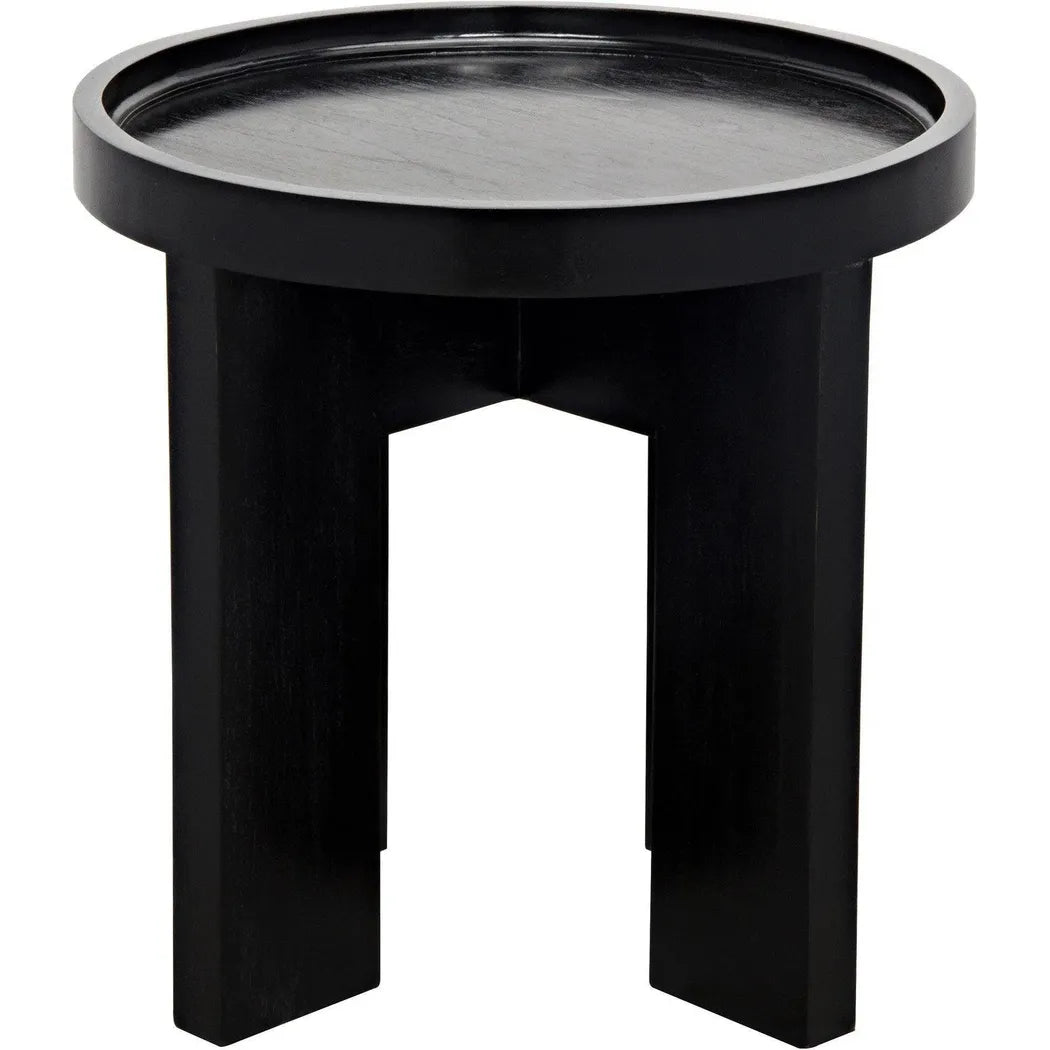 Gavin Wood Black Round Side Table