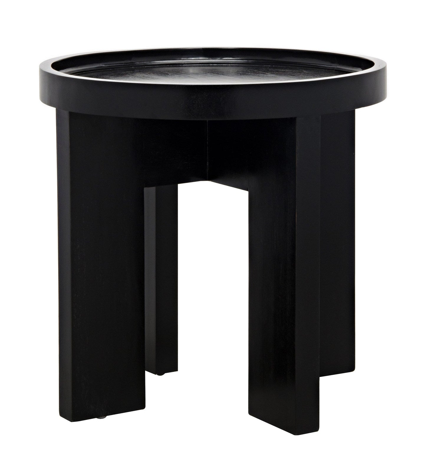 Gavin Wood Black Round Side Table-Side Tables-Noir-Sideboards and Things