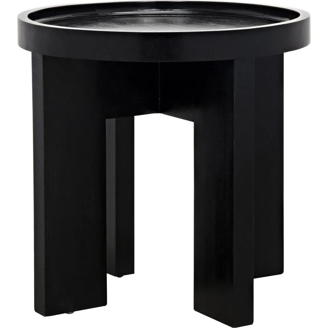 Gavin Wood Black Round Side Table